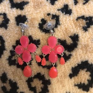 Pink and orange statement earrings